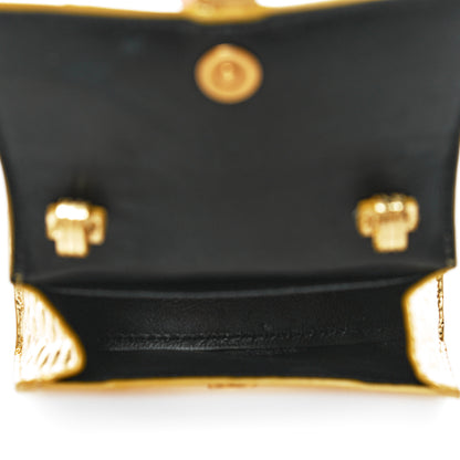 Balenciaga Metallic Calfskin Crocodile Embossed Hourglass Top Handle Bag Mini Gold 5 of 17