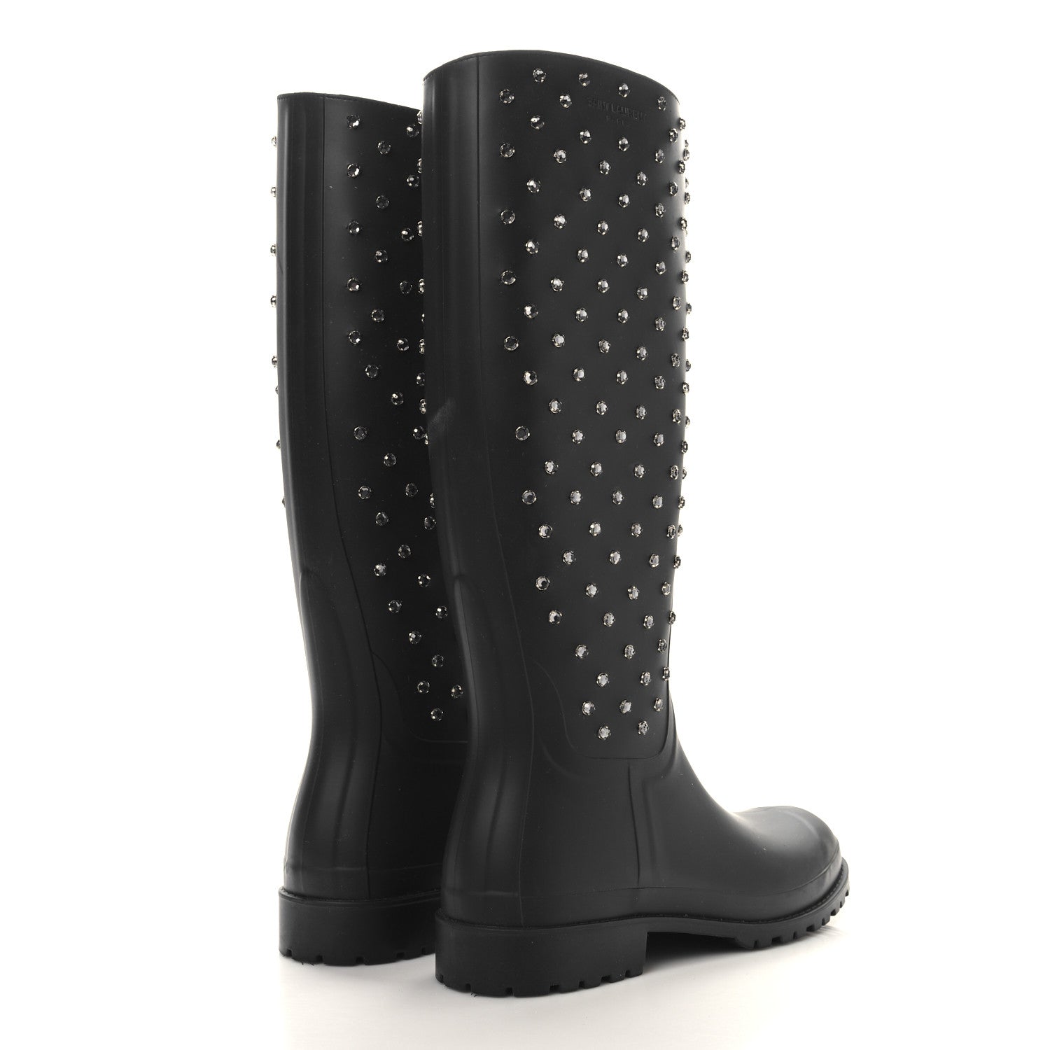 Saint Laurent Rubber Studded Festival Rain Boots 42 Black 4 of 7