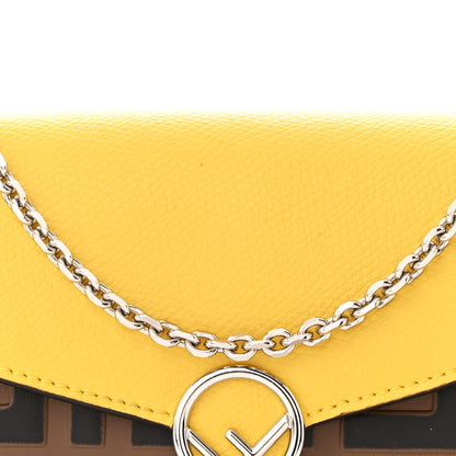 Fendi Vitello Cruise F is Fendi Bi-Color FF 1974 Embossed Continental Envelope Wallet On Chain Maya Black Sunflower 9 of 13