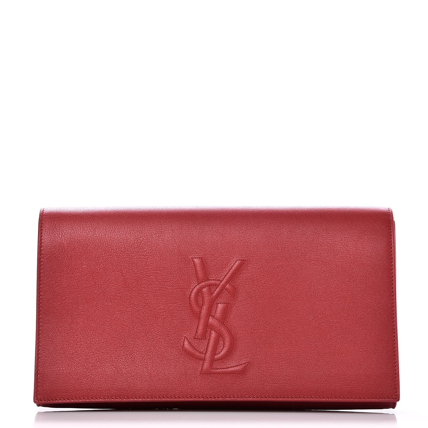 Saint Laurent Calfskin Monogram Large Belle De Jour Clutch Red 1 of 7