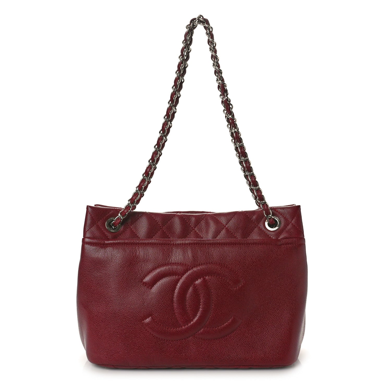 Chanel Caviar Quilted Large Timeless CC Soft Tote Dark Red 1 of 11