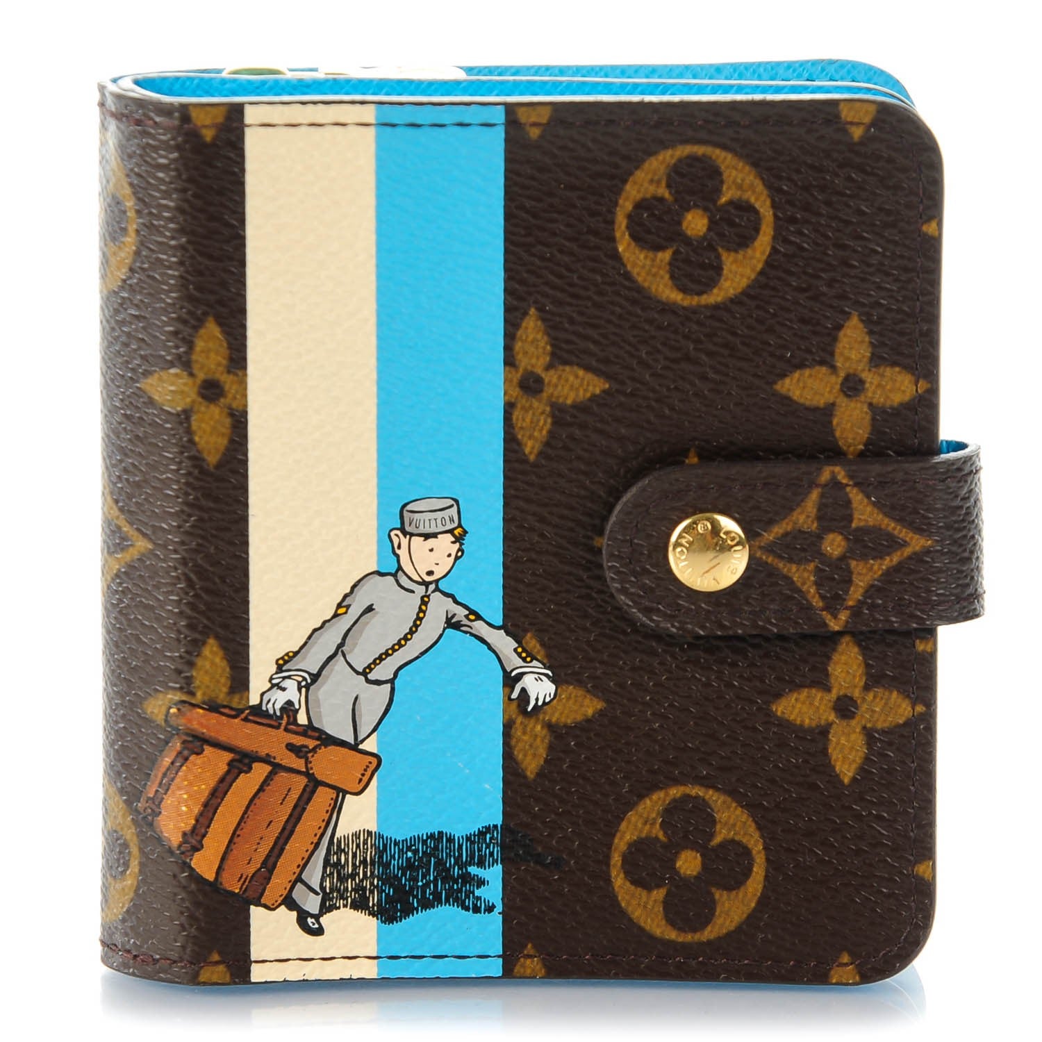 Louis Vuitton Monogram Groom Compact Zip Wallet Blue 1 of 9