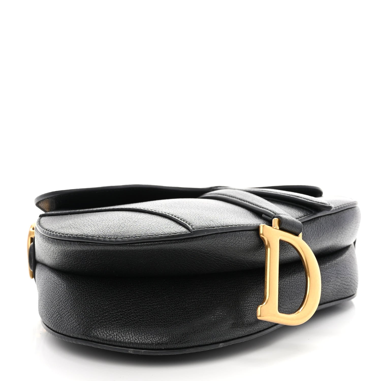 Christian Dior Shiny Goatskin Saddle Bag With Strap Black 4 of 10