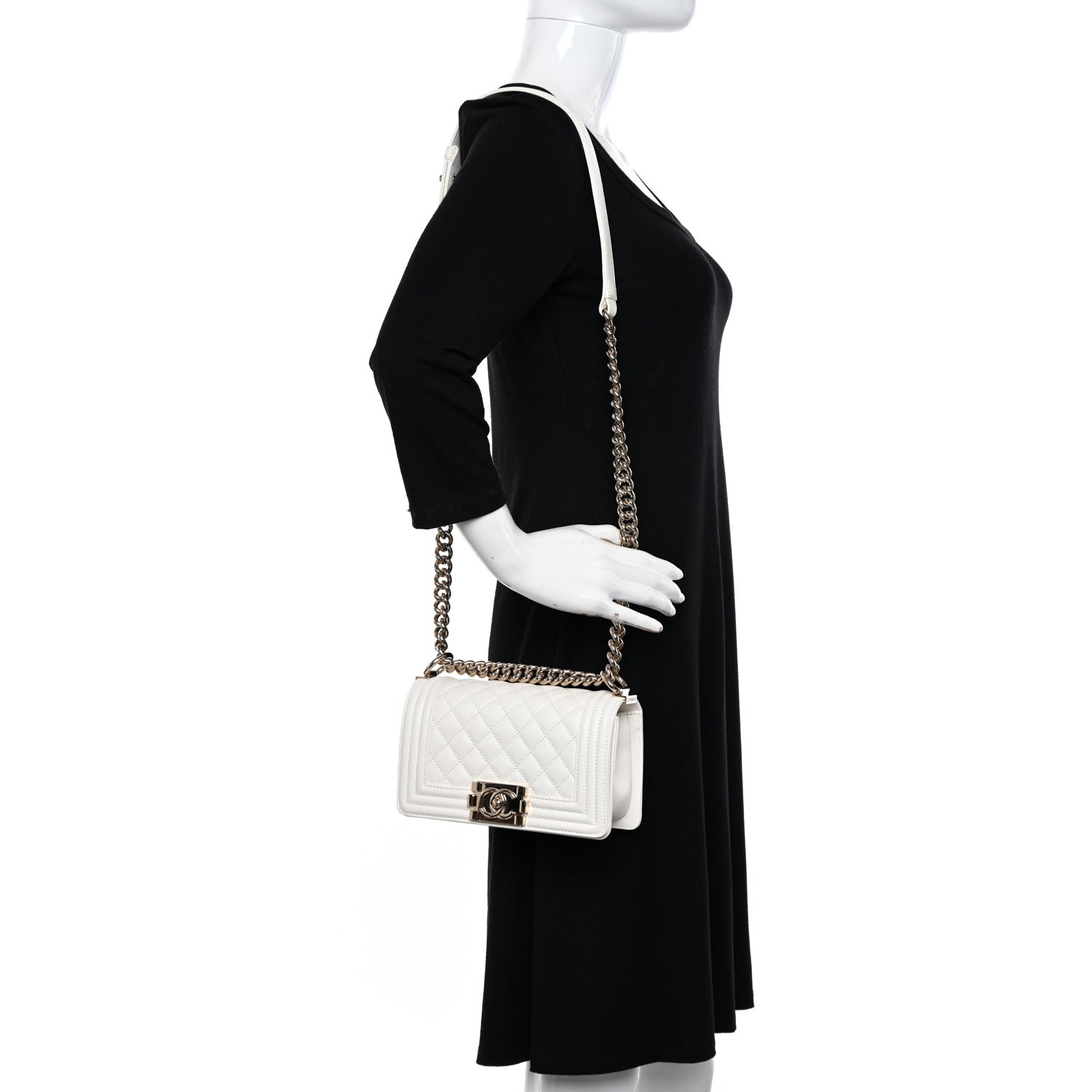 Chanel Caviar Quilted Small Boy Flap White 2 of 11