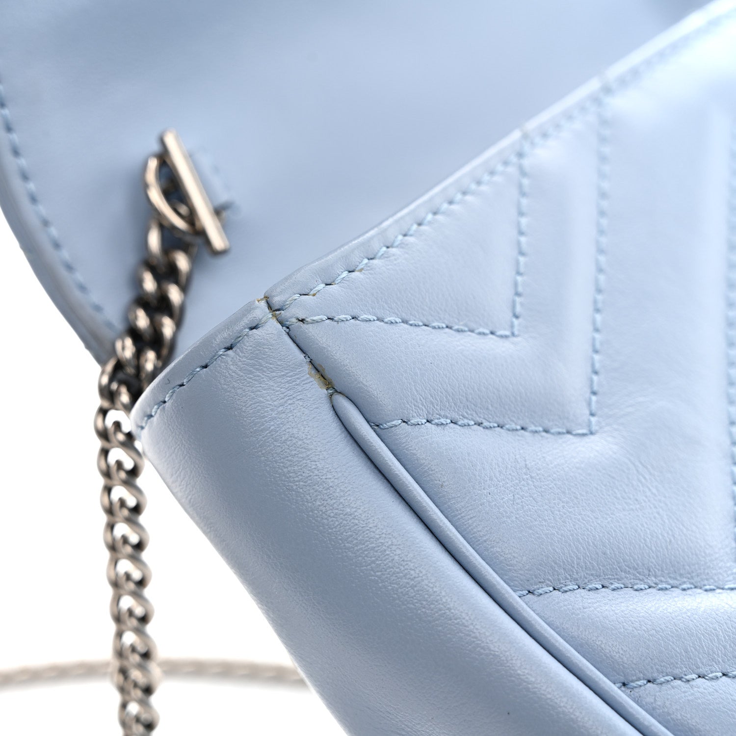 Gucci Calfskin Matelasse Super Mini GG Marmont Shoulder Bag Porcelain Light Blue 11 of 12