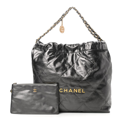 Chanel Metallic Calfskin Quilted Chanel 22 Ruthenium 1 of 12