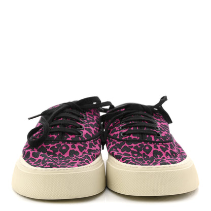 Saint Laurent Canvas Leopard Print Venice Low Top Sneakers 38 Fuxia Black 3 of 10