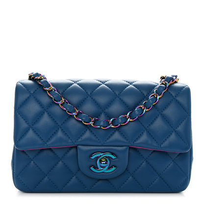Chanel Lambskin Quilted Mini Rectangular Flap Blue Purple 1 of 10