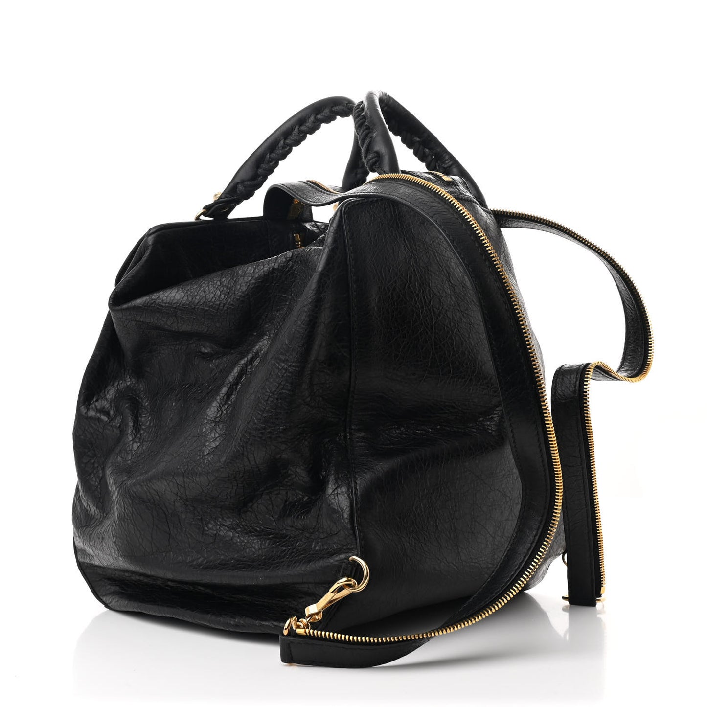 Agneau Giant 12 Gold Hardware Zip Traveler Backpack Black