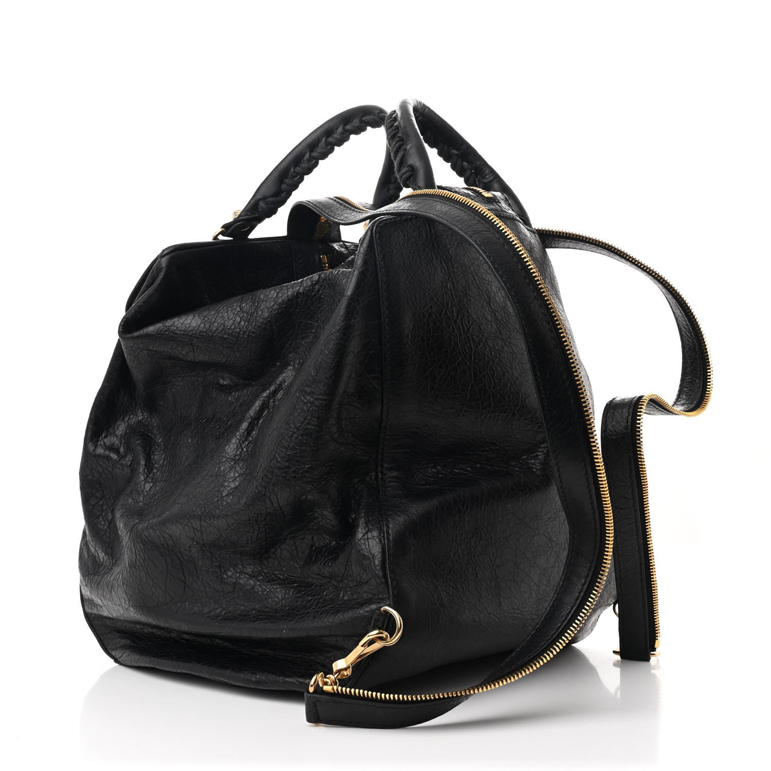 Balenciaga Agneau Giant 12 Gold Hardware Zip Traveler Backpack Black 4 of 11