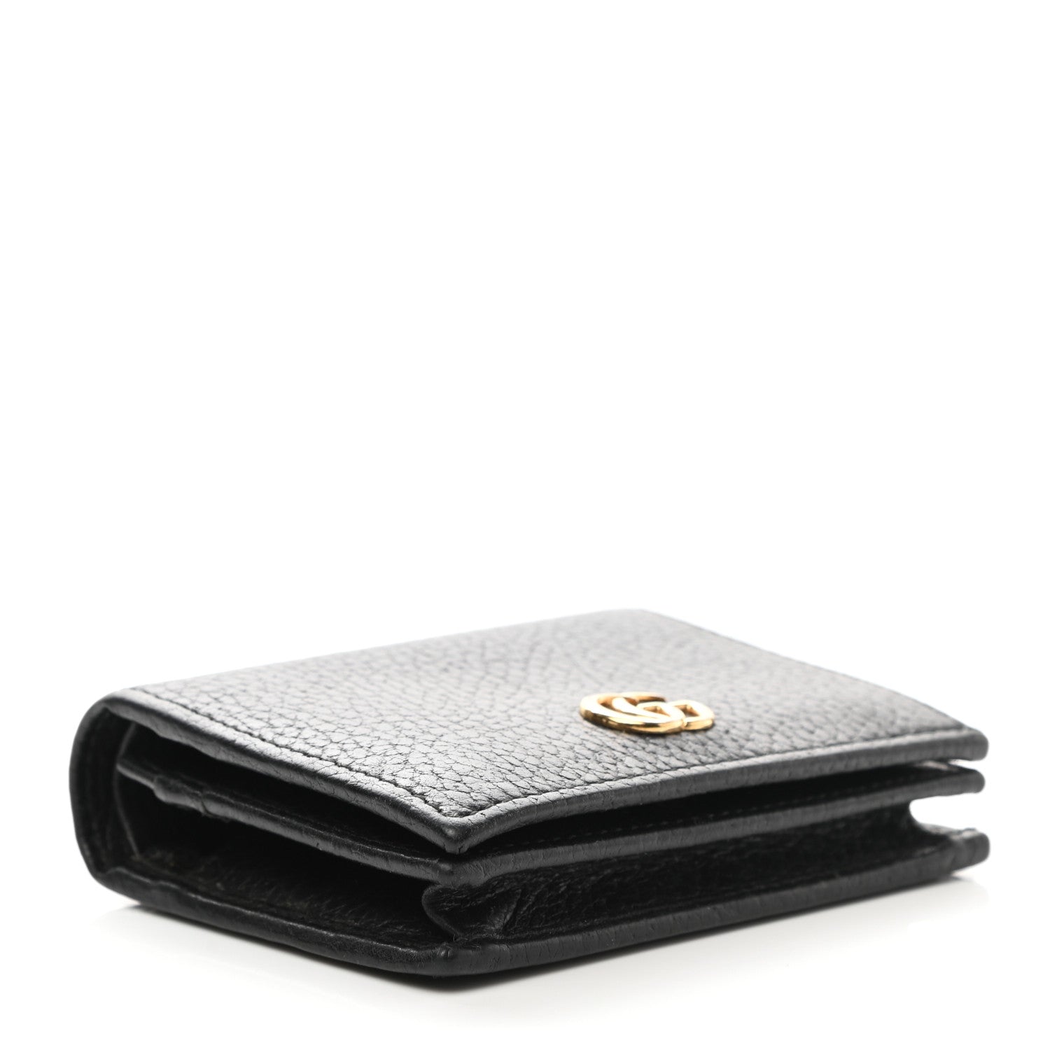 Gucci Pebbled Calfskin GG Marmont Card Case Black 4 of 7