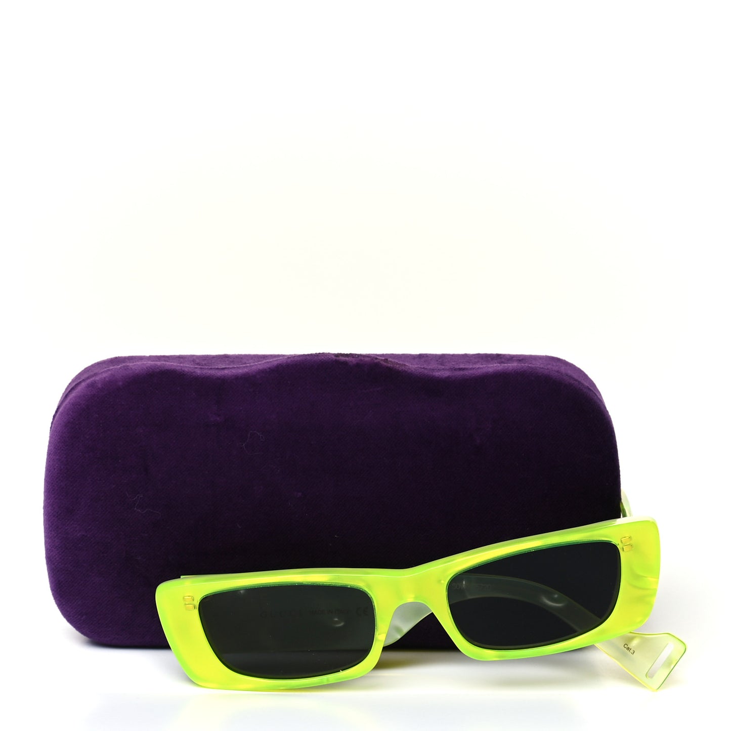 Acetate Rectangular Sunglasses GG0516S Fluorescent Yellow