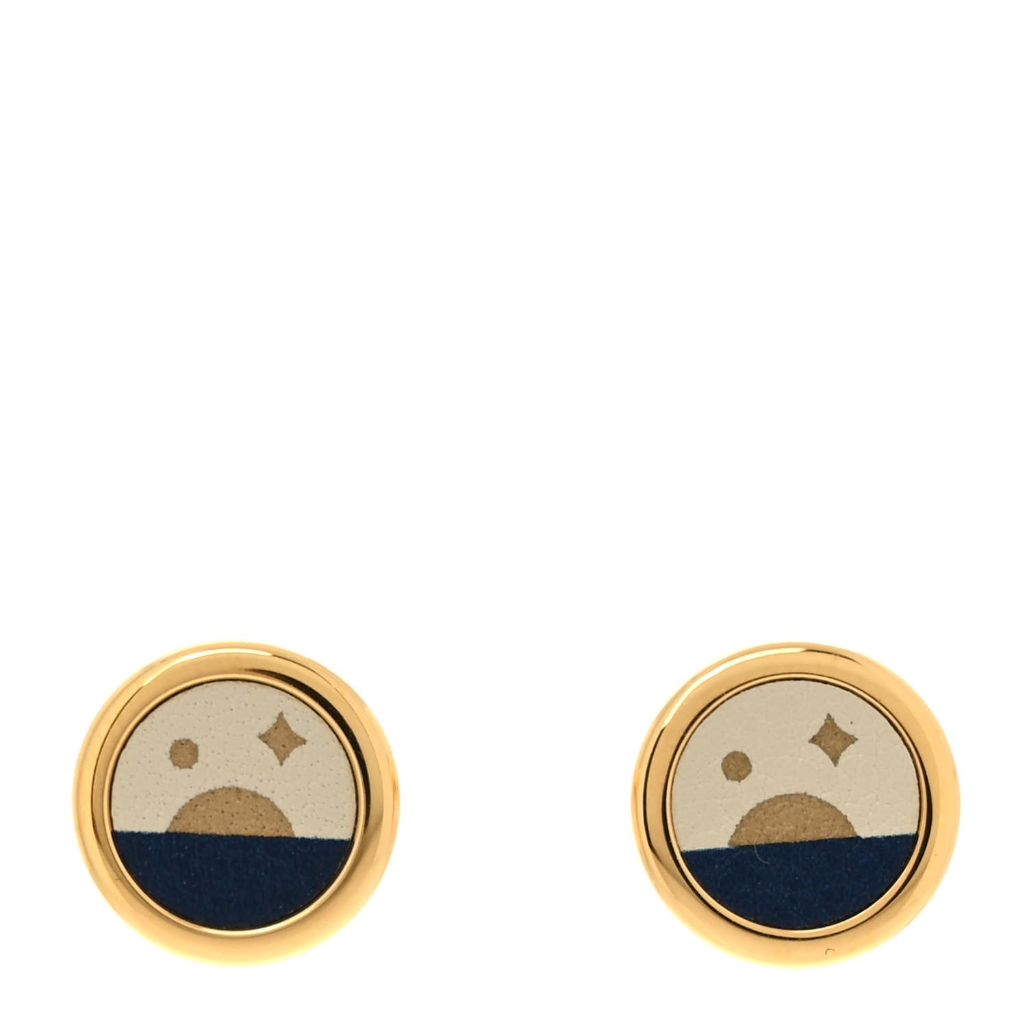 Hermes Metal Gold Plated Swift Celeste Stud Earrings Nuit 1 of 4