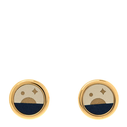 Hermes Metal Gold Plated Swift Celeste Stud Earrings Nuit 1 of 4
