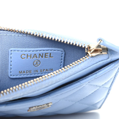 Chanel Lambskin Quilted CC Zip Card Holder Light Blue 6 of 8