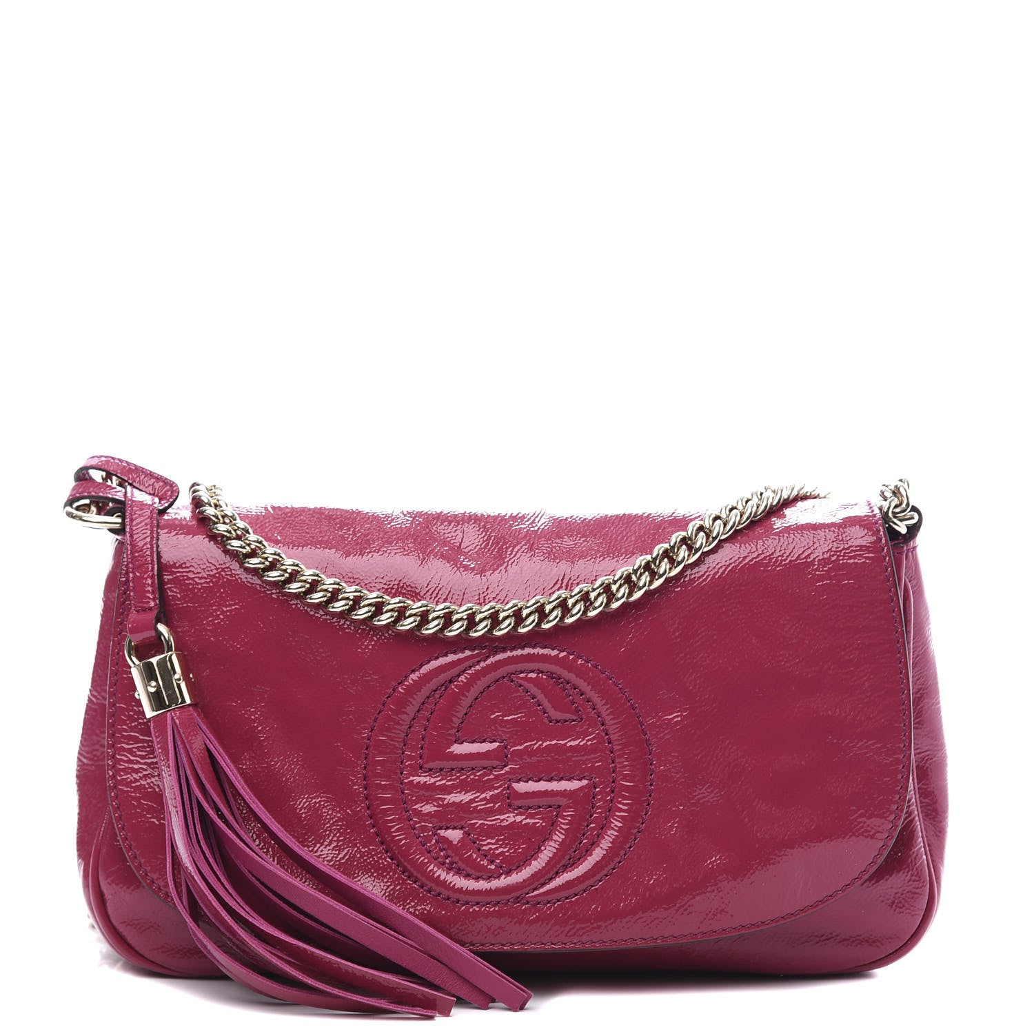 Gucci Patent Medium Soho Flap Crossbody Bright Bougainvillea 1 of 12