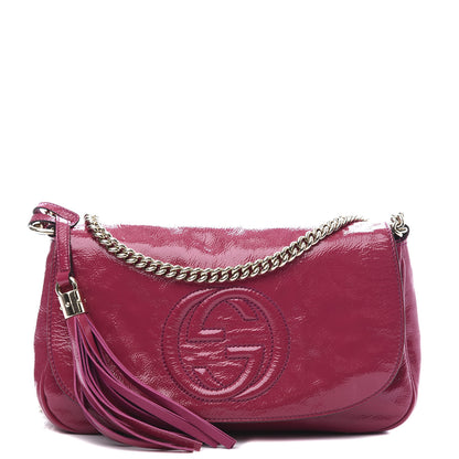 Gucci Patent Medium Soho Flap Crossbody Bright Bougainvillea 1 of 12