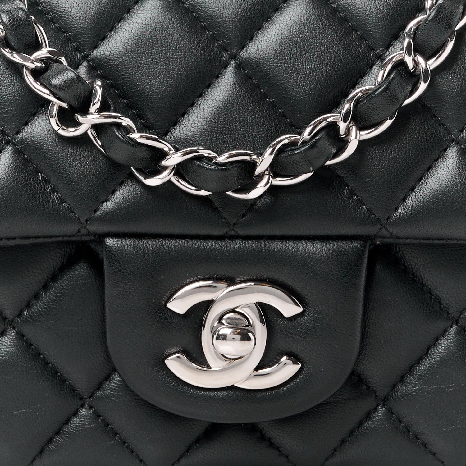 Chanel Lambskin Quilted Mini Rectangular Flap Black 9 of 13