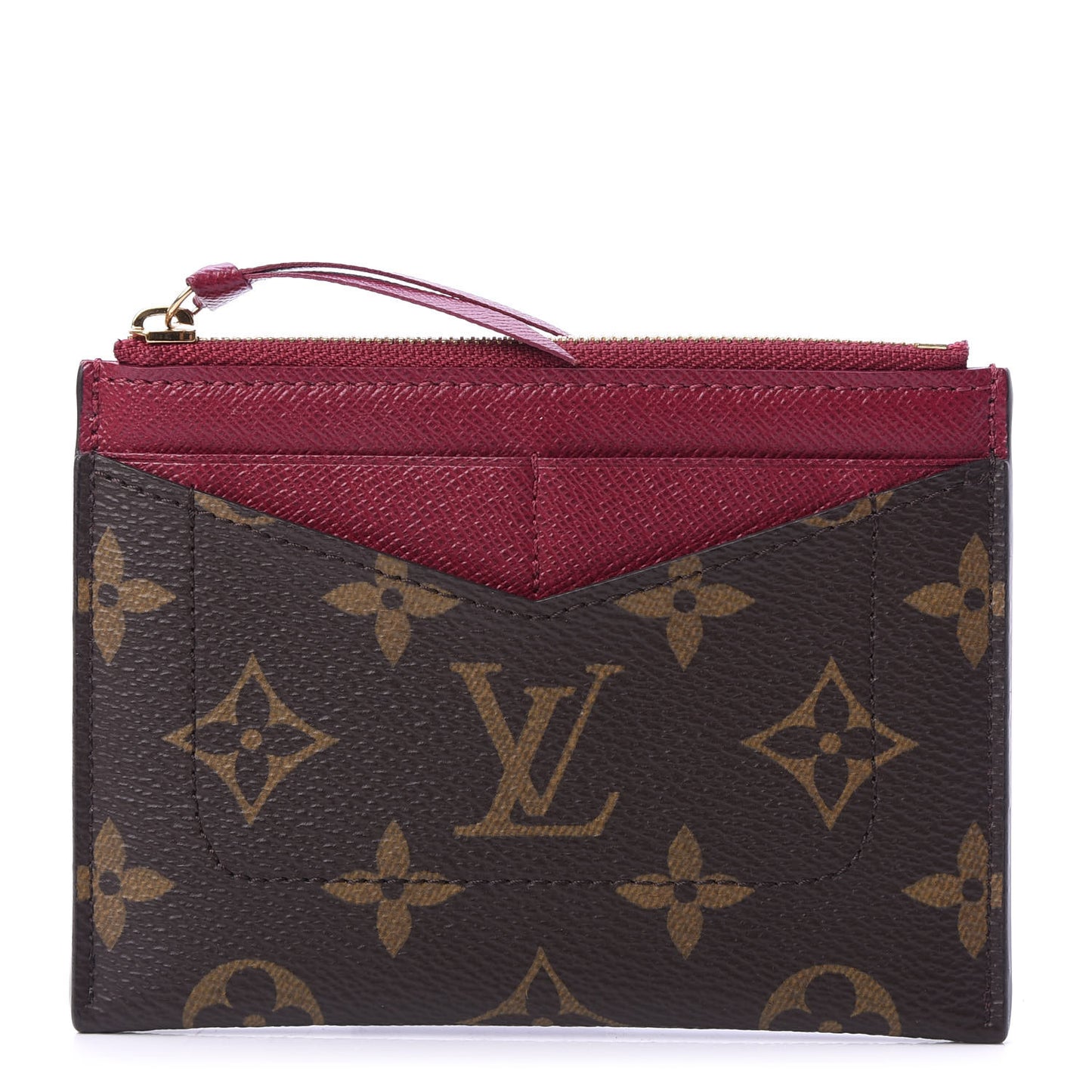 Monogram Zipped Card Holder Fuchsia