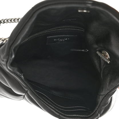 Saint Laurent Lambskin Quilted Toy Loulou Puffer Monogram Chain Satchel Black 5 of 12