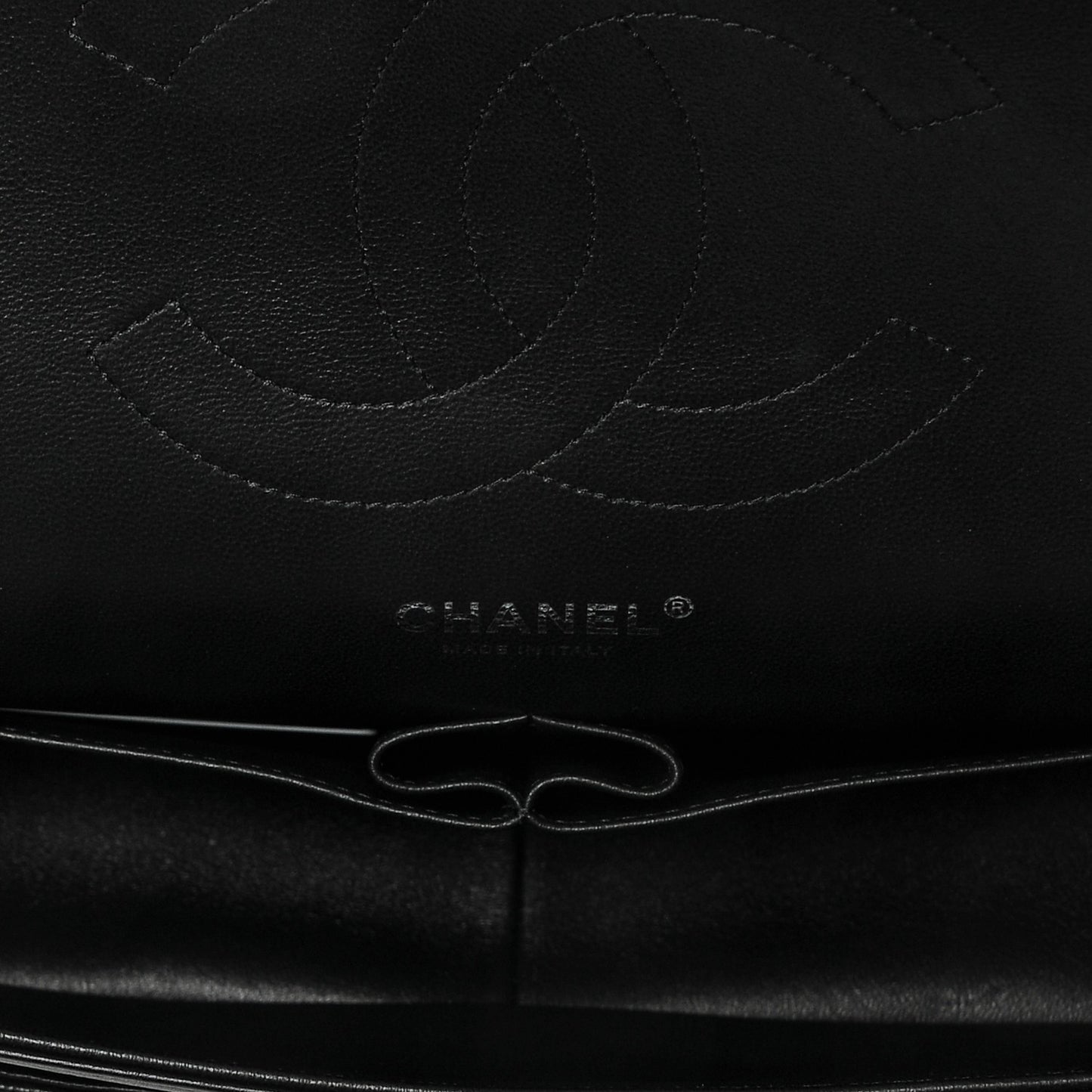 Crumpled Calfskin Quilted Jumbo Double Flap So Black