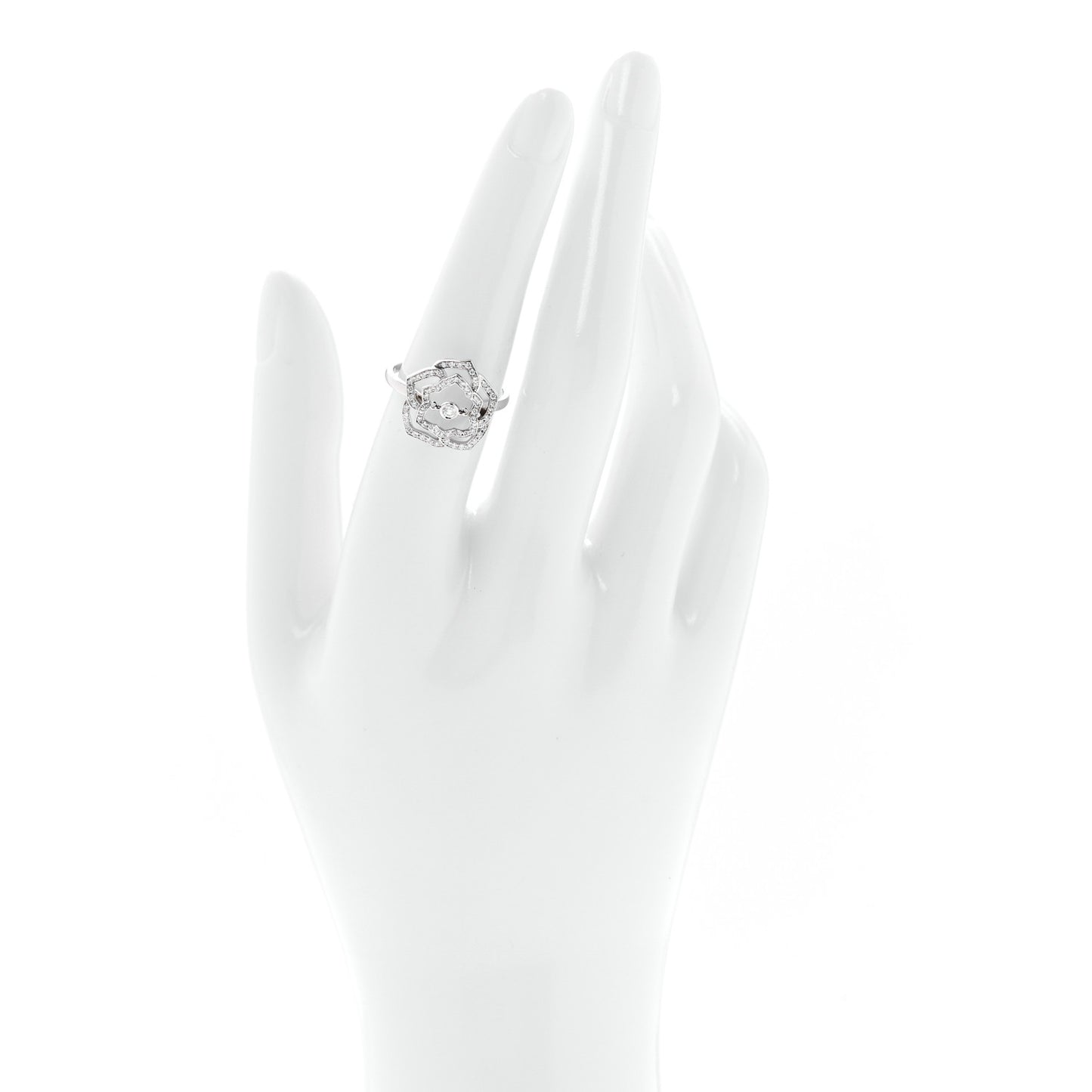 18K White Gold Diamond .24ct Rose Ring 55 7.25