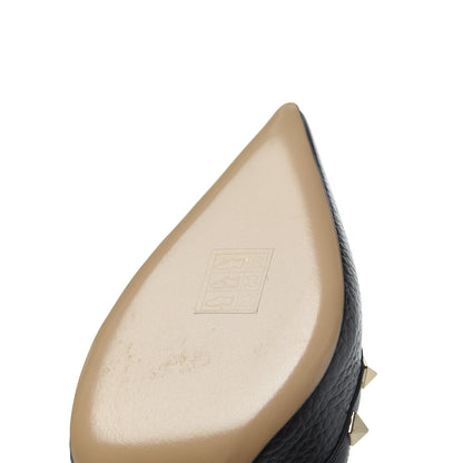 Valentino Garavani Pebbled Calfskin Rockstud Half d'Orsay Slingback 85mm Pumps 37.5 Black 10 of 12