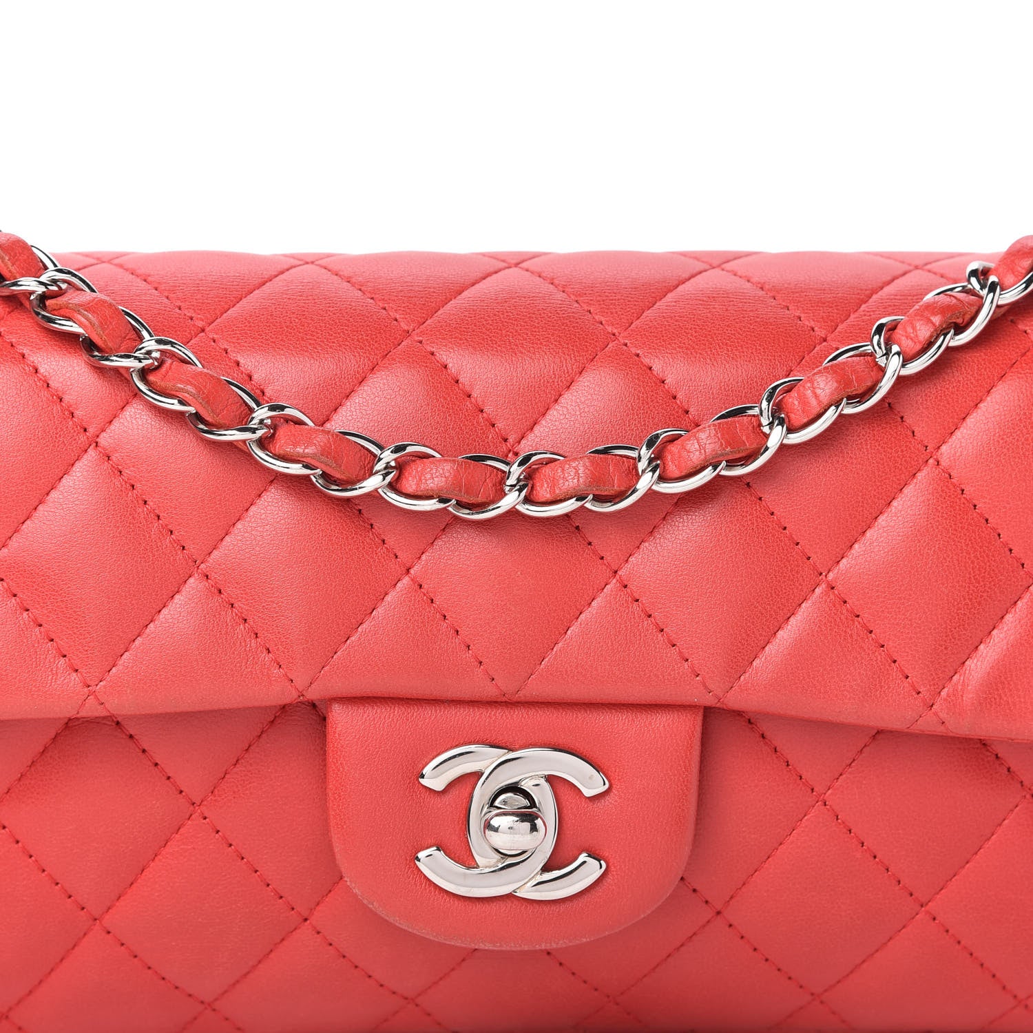 Chanel Lambskin Quilted East West Flap Red 10 of 10