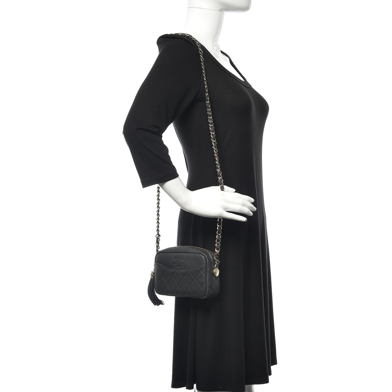 Chanel Iridescent Caviar Quilted Mini Coco Tassel Camera Case Black 2 of 10