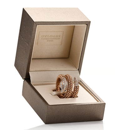 Bulgari 18K Rose Gold Diamond Black Onyx Two Coil Pave Ring L 6 of 6