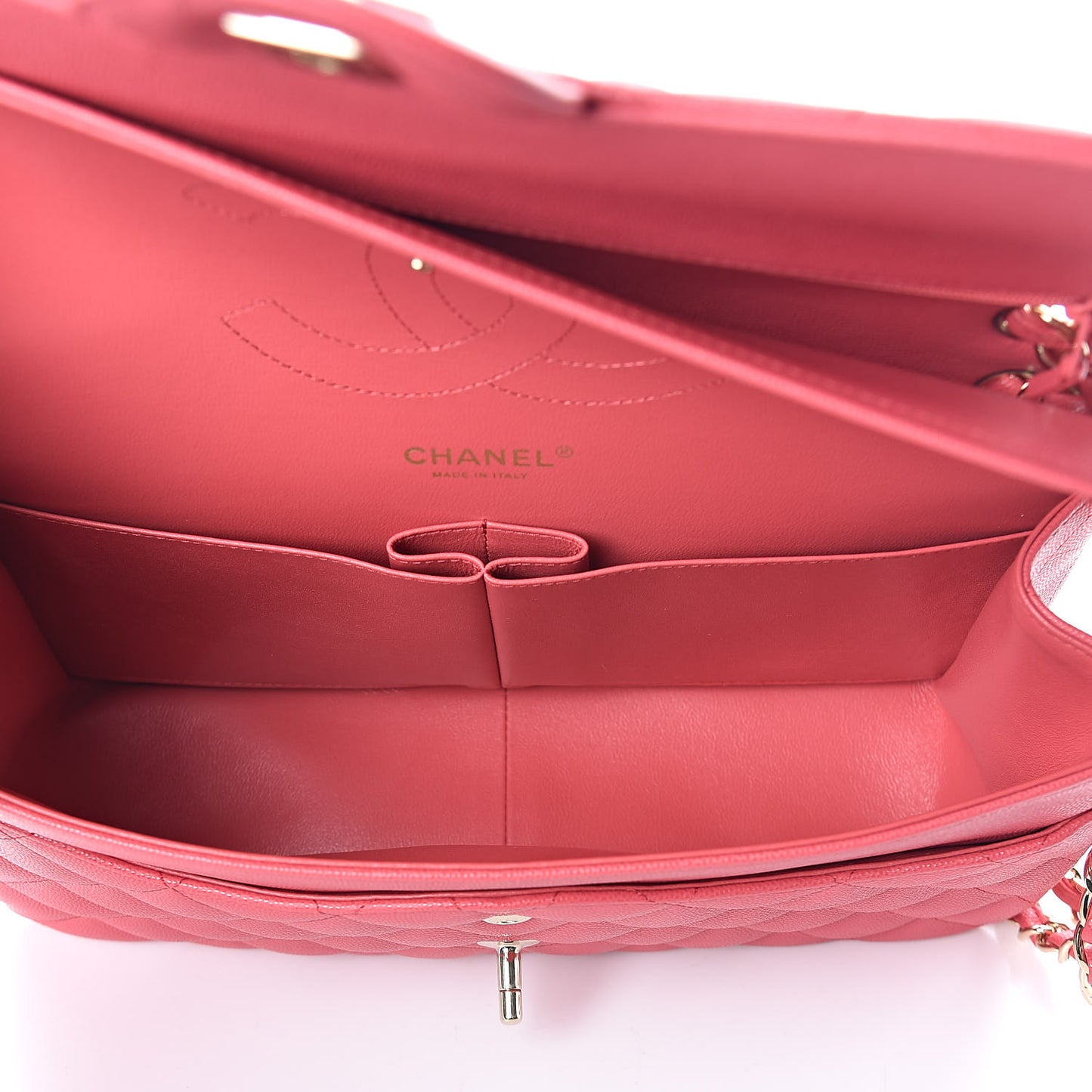 Caviar Quilted Jumbo Double Flap Dark Pink