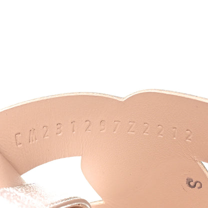 Hermes Metallic Nappa Chevre Velours Womens Grace Sandals 39 Gris Argente Beige 7 of 10