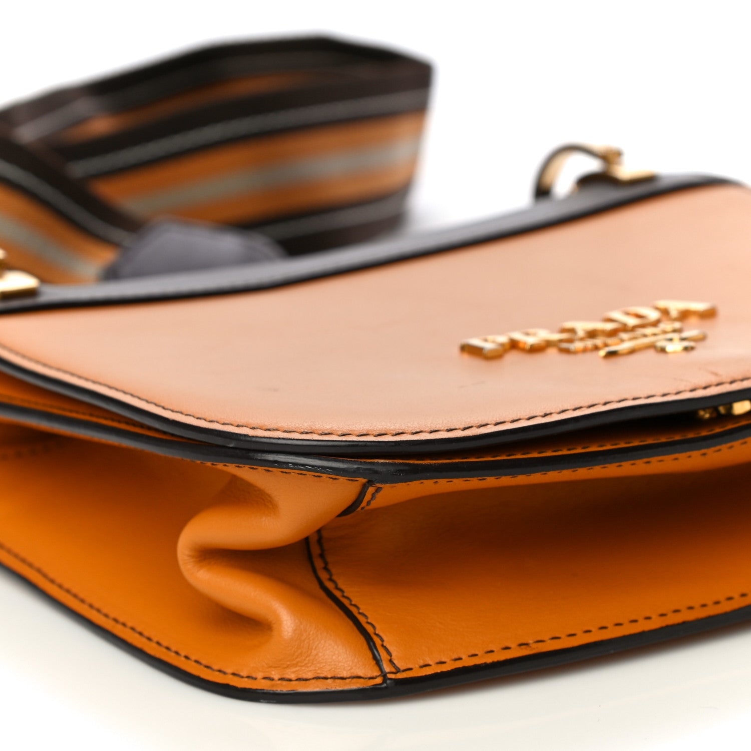 Prada City Calf Pionniere Saddle Bag Ocra Cocco 7 of 24