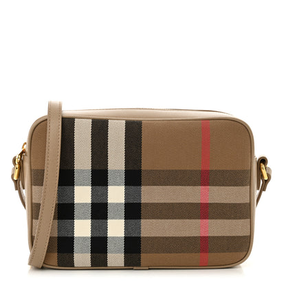 Burberry Calfskin House Check Small Camera Bag Chestnut Beige 1 of 10