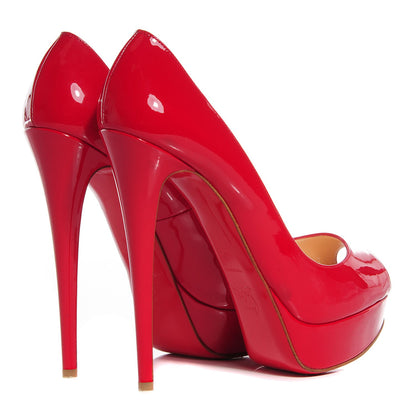 Christian Louboutin Patent Lady Peep 150 Pumps 40.5 Red 4 of 5