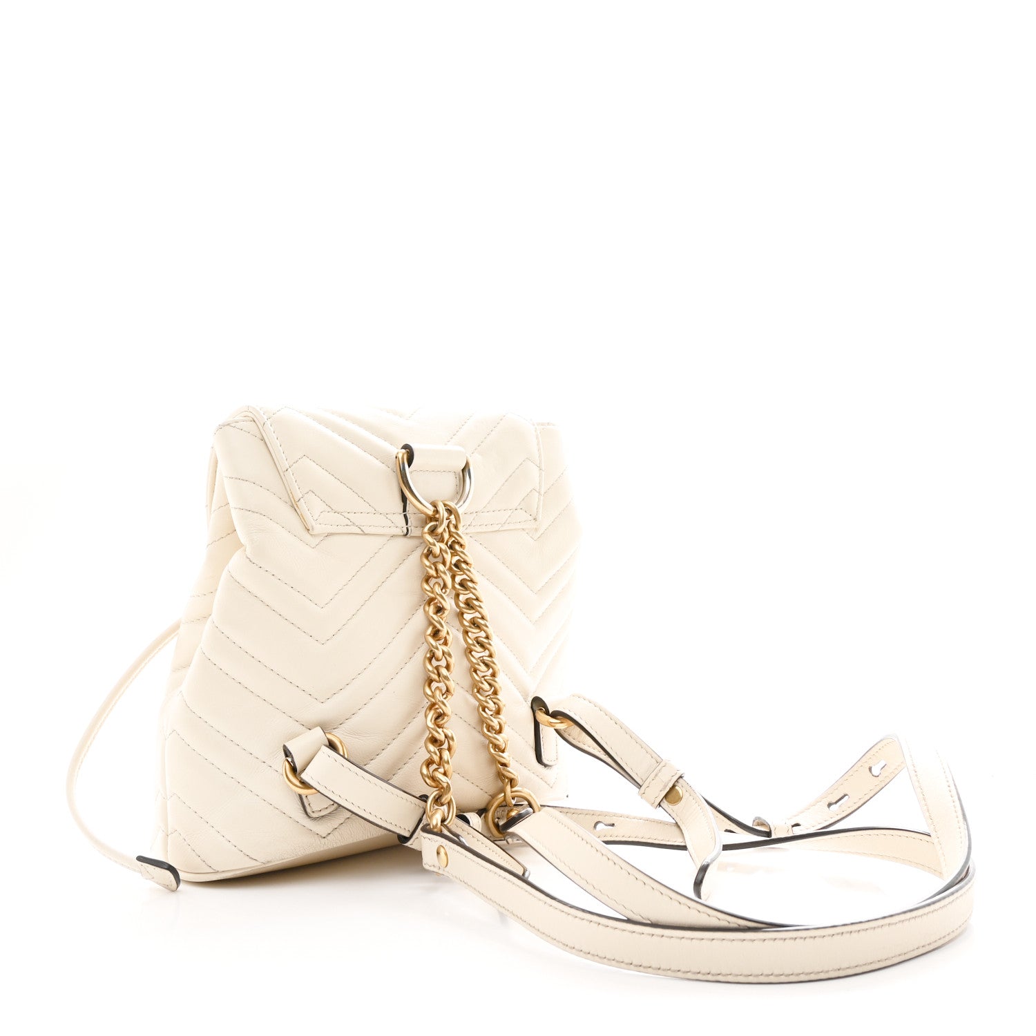 Gucci Calfskin Matelasse GG Marmont Flap Backpack White 3 of 10