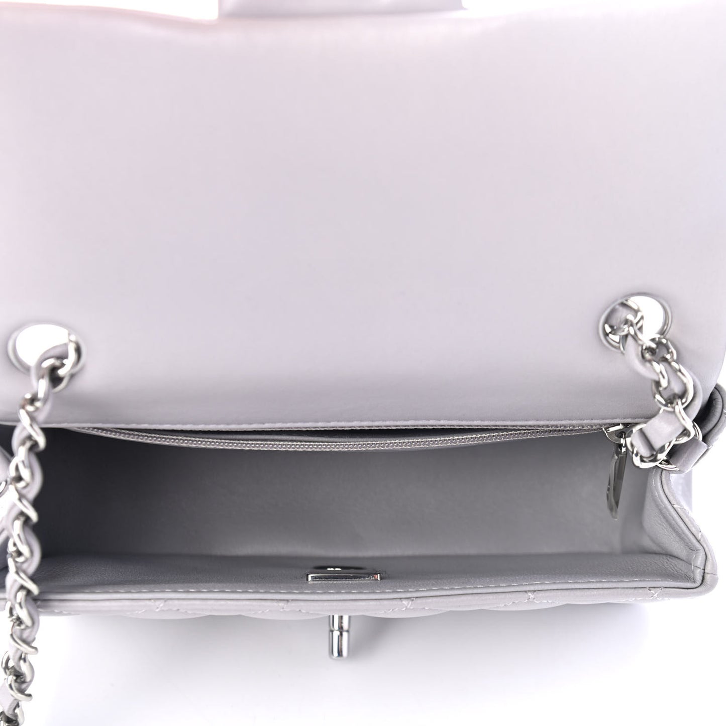 Lambskin Quilted Mini Rectangular Flap Grey