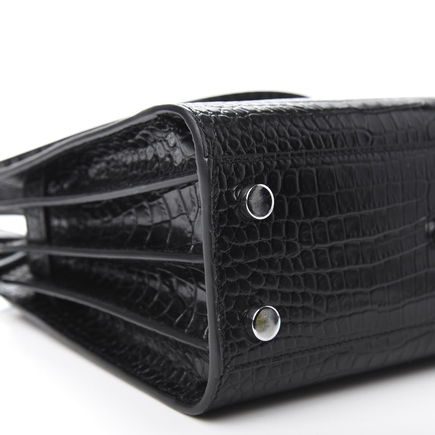 Calfskin Crocodile Embossed Nano Sac De Jour Black