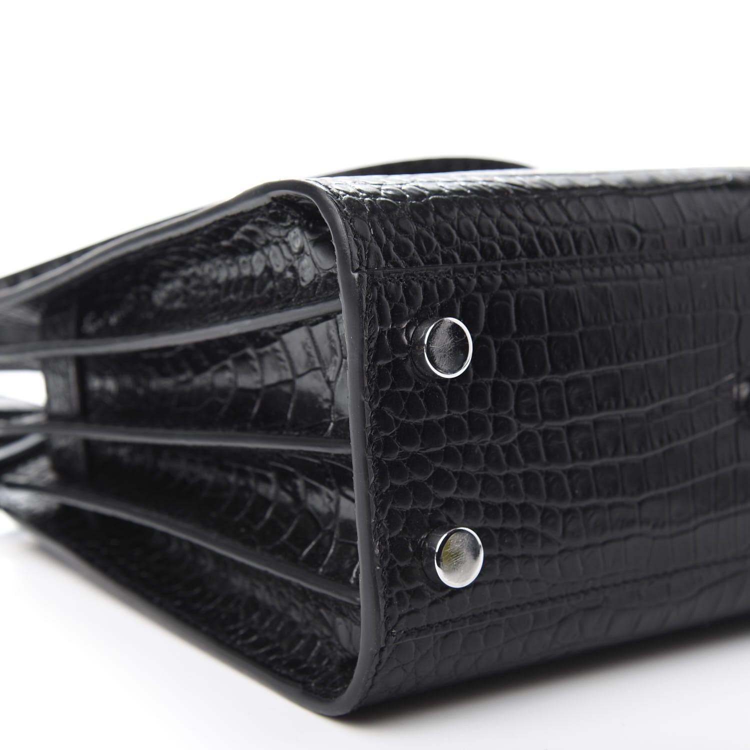 Saint Laurent Calfskin Crocodile Embossed Nano Sac De Jour Black 6 of 9
