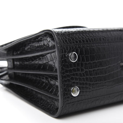 Saint Laurent Calfskin Crocodile Embossed Nano Sac De Jour Black 6 of 9