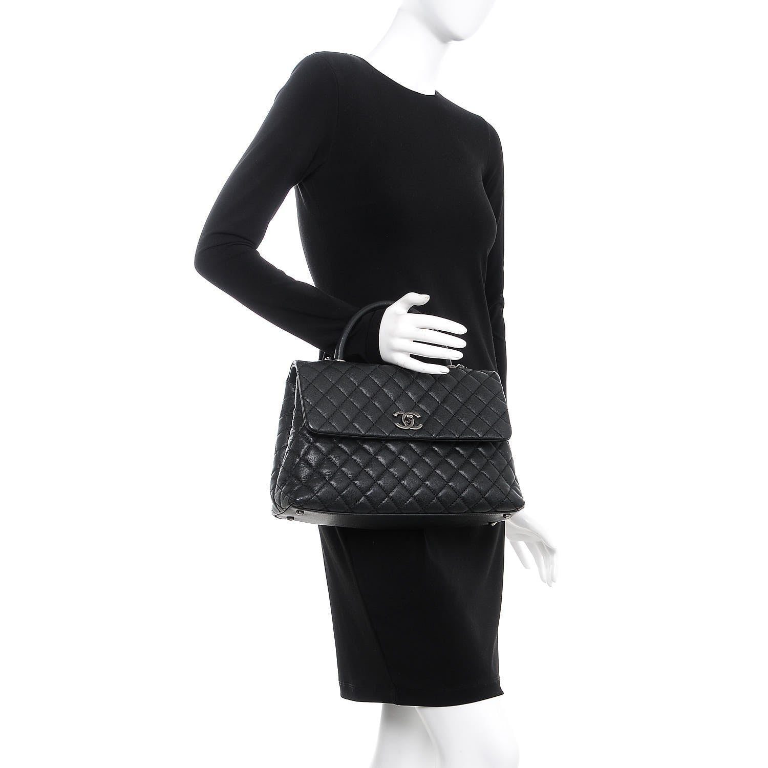 Chanel Caviar Quilted Medium Coco Handle Flap Black 3 of 11