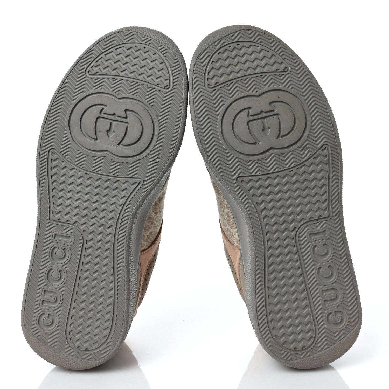 Gucci Calfskin GG Supreme Monogram Perforated Womens Platform 55mm Sneakers 37 Apricot Pink Beige Grey 6 of 8