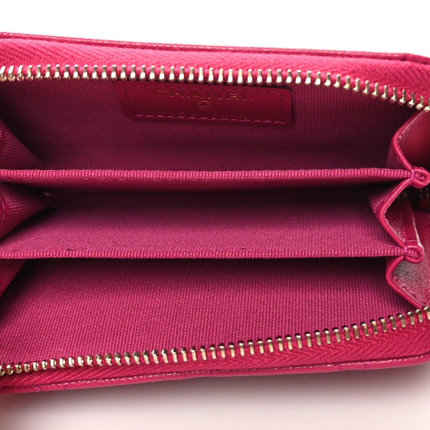 Caviar Quilted Zip Coin Purse Fuschia
