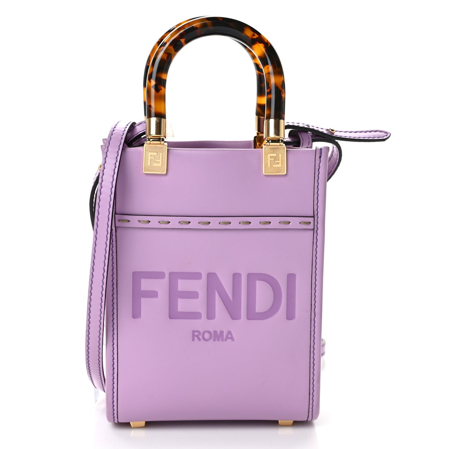 Vitello King Plexiglass Logo Embossed Mini Fendi Sunshine Shopper Tote Lavanda