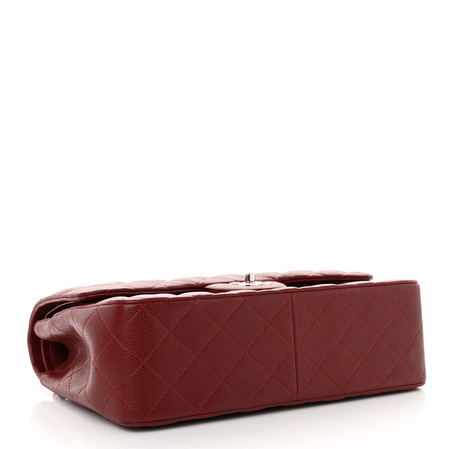 Caviar Quilted Jumbo Double Flap Dark Red