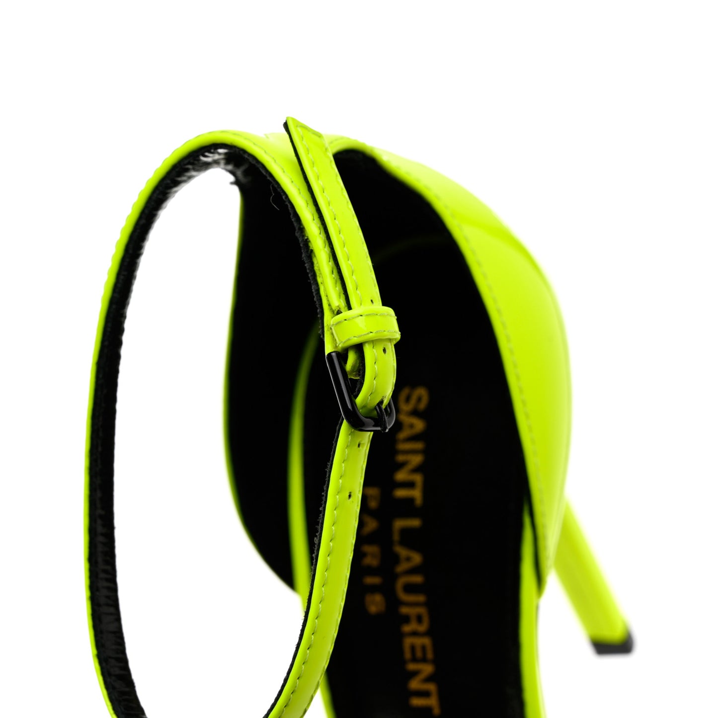 Patent Calfskin Amber 105 Ankle Strap Sandals 36 Yellow Fluo
