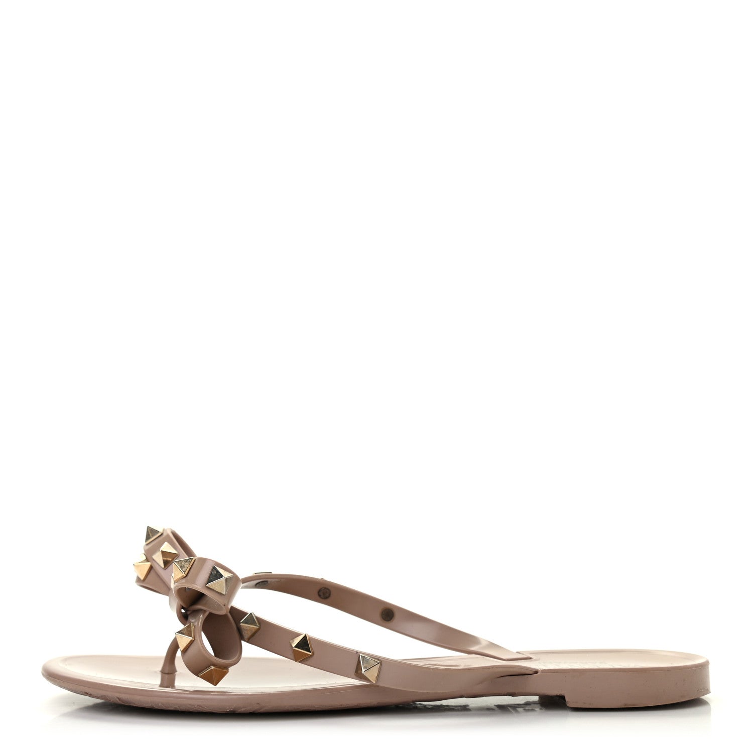Valentino Garavani PVC Jelly Rockstud Bow Thong Sandals 37 Poudre 1 of 8