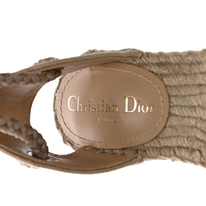 Christian Dior Canvas Embroidered Granville Ankle Tie Espadrille Flat Sandals 36.5 Cream 7 of 9