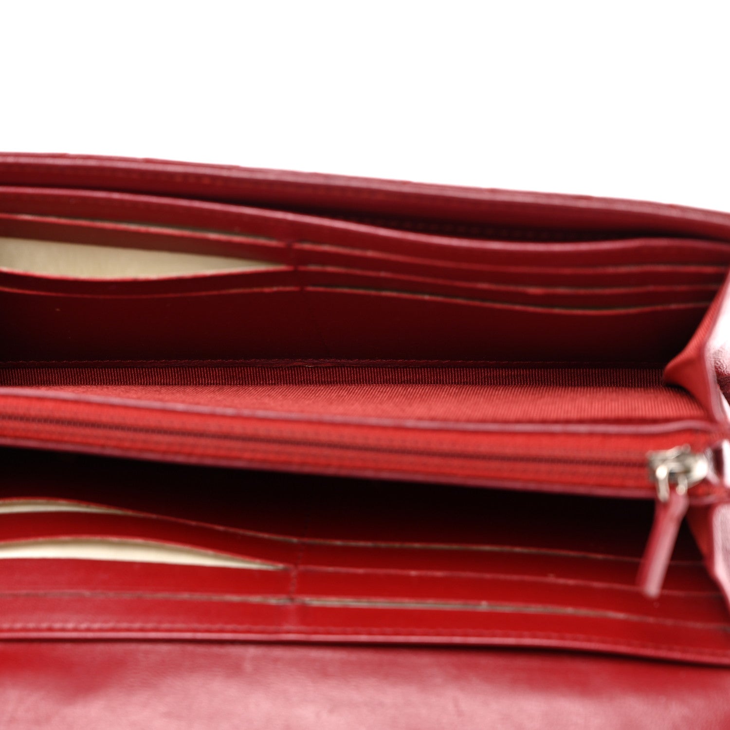 Chanel Lambskin Quilted Large Gusset Flap Wallet Red 7 of 14