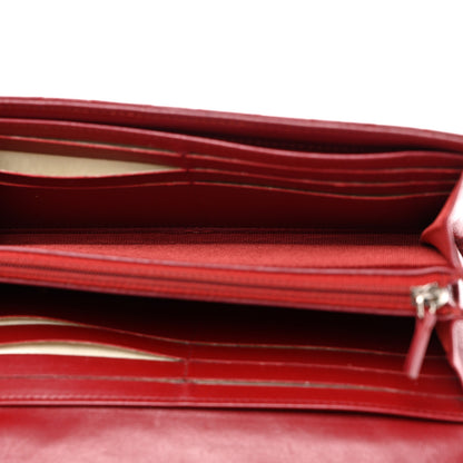 Chanel Lambskin Quilted Large Gusset Flap Wallet Red 7 of 14